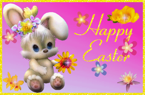 Hapy Easter Animated Rabbit Carrot Gif